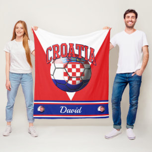 Couverture Polaire Drapeau croate balle de football Name