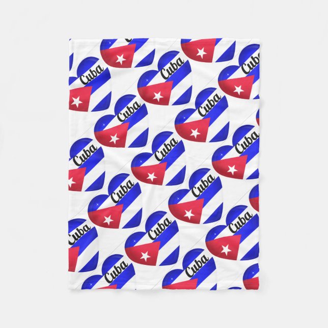 Couverture Polaire Drapeau Cuba Cœur (Devant)