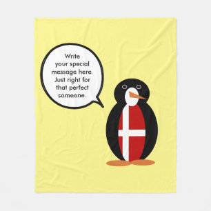 Couverture Polaire Drapeau danois pingouin parlant personnalisé