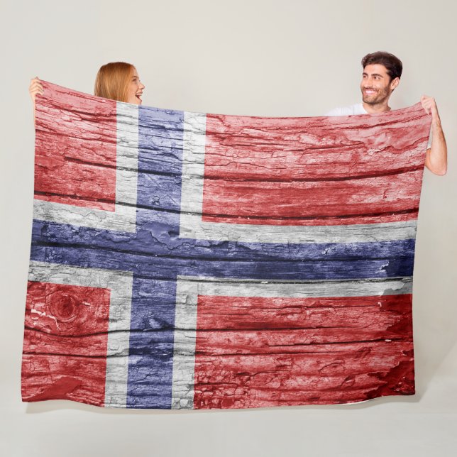 Couverture Polaire Drapeau de bois de Norvège (En situation)