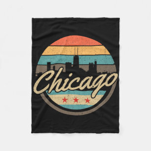 Couverture Polaire Drapeau de Chicago Skyline Vintage Illinois Usa So