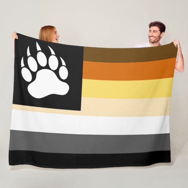 Couverture Polaire Drapeau de fierté de l'ours gay cool Patte d'ours (En situation)