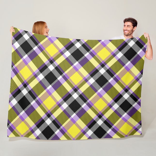 Couverture Polaire Drapeau de fierté éclectique boho non binaire à ca (En situation)
