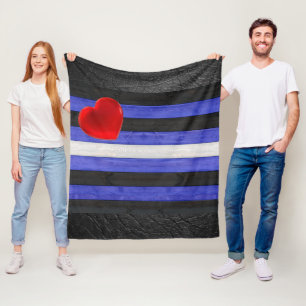 Couverture Polaire Drapeau de fierté en cuir SlipperyJoe's noir bleu 