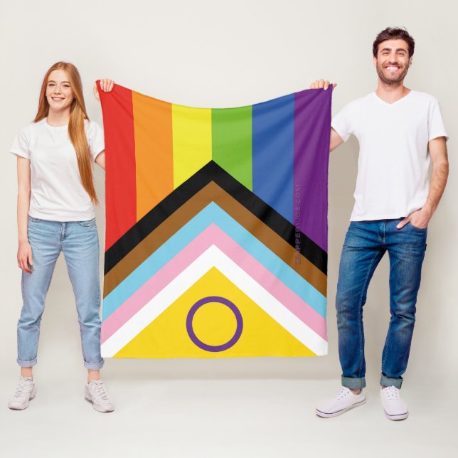 Couverture Polaire Drapeau de fierté intersexe de SlipperyJoe's fond  (En situation)