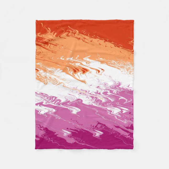 Couverture Polaire Drapeau de fierté lesbienne abstrait trippy ondulé (Devant)