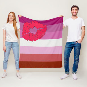 Couverture Polaire Drapeau de fierté lesbienne au rouge à lèvres Slip