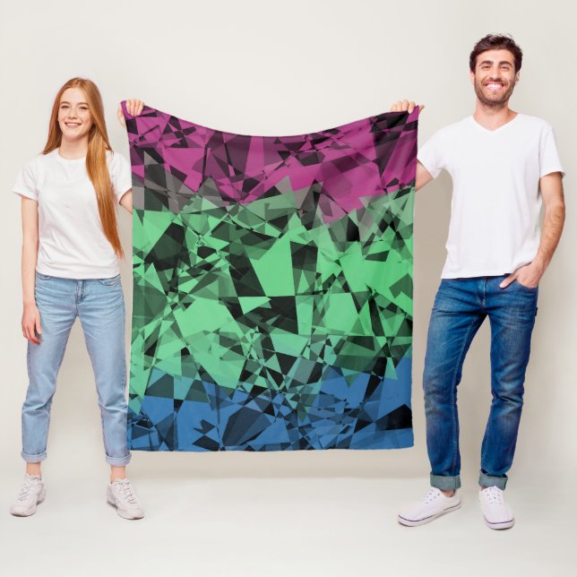 Couverture Polaire Drapeau de fierté polysexuel groovy éclectique rét (En situation)