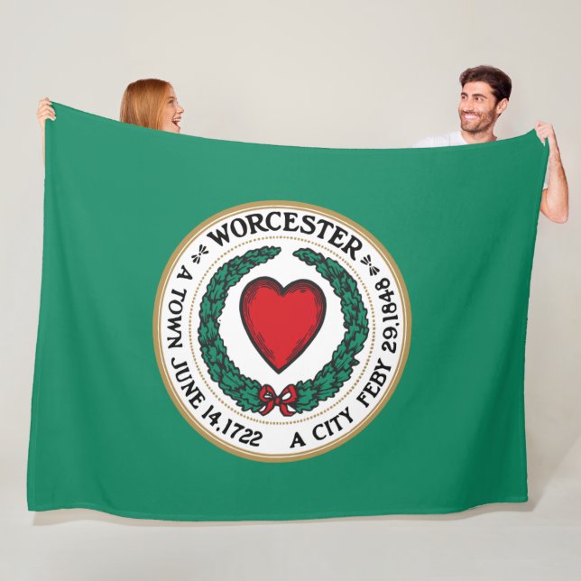 Couverture Polaire Drapeau de la ville de Worcester (Massachusetts) (En situation)