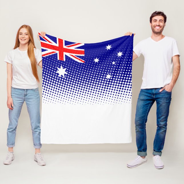 Couverture Polaire Drapeau De L'Australie Avec Effet Halftone (En situation)