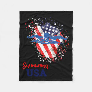 Couverture Polaire Drapeau de l'équipe de soutien de natation Nageur