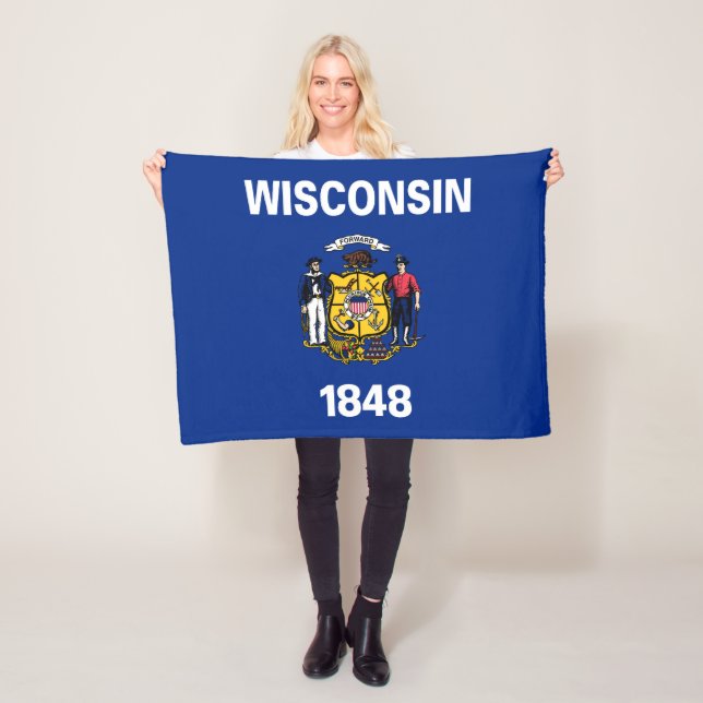 Couverture Polaire Drapeau de l'État du Wisconsin (En situation)