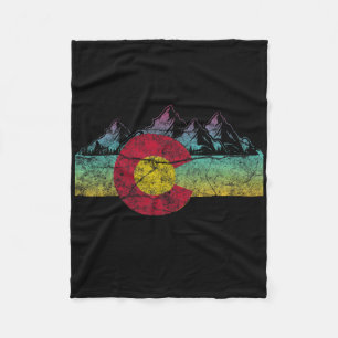 Couverture Polaire Drapeau de l'État Rétro Colorado Montagnes Rocheus