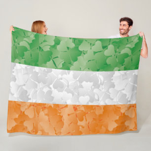 Couverture Polaire Drapeau de l'Irlande avec motif shamrock