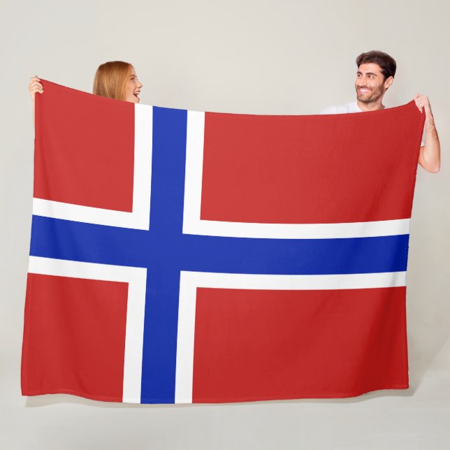 Couverture Polaire Drapeau de Norvège grand scandinave (En situation)