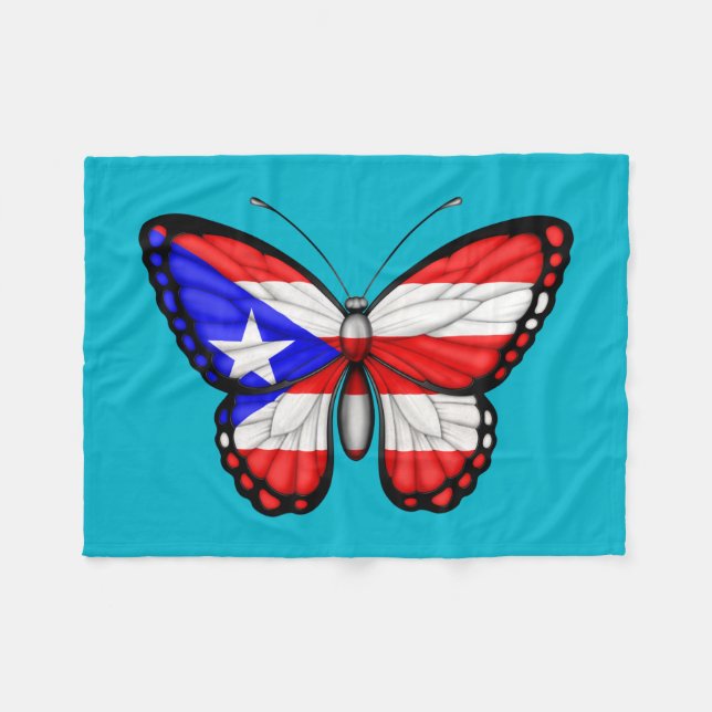 Couverture Polaire Drapeau de papillon de Porto Rico (Devant (Horizontal))