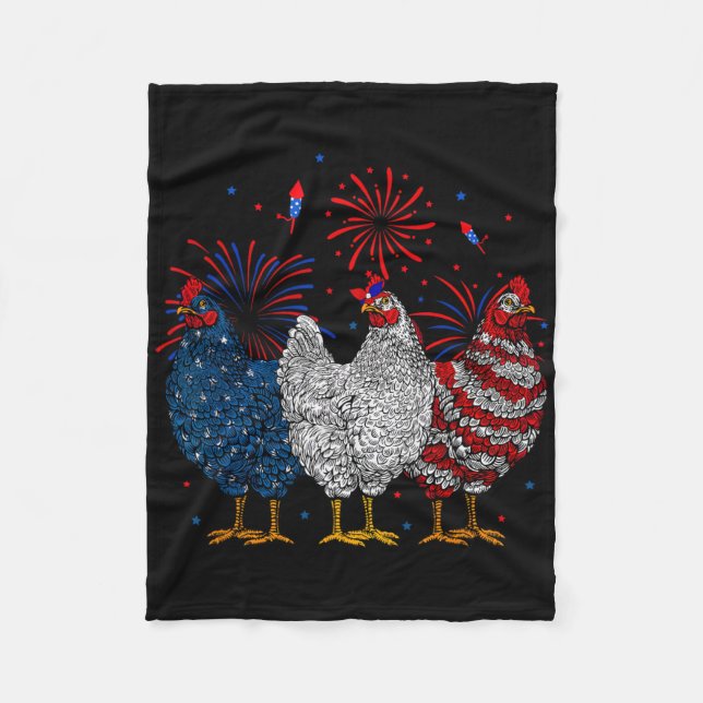 Couverture Polaire Drapeau De Poulet Usa Patriotique Poulets Adulte 4 (Devant)