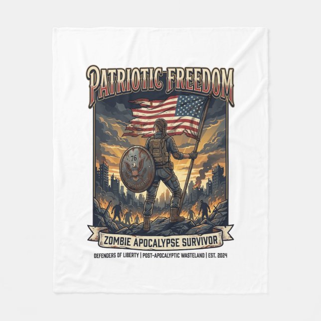 Couverture Polaire Drapeau de rouille patriotique Survivant Apocalyps (Devant)