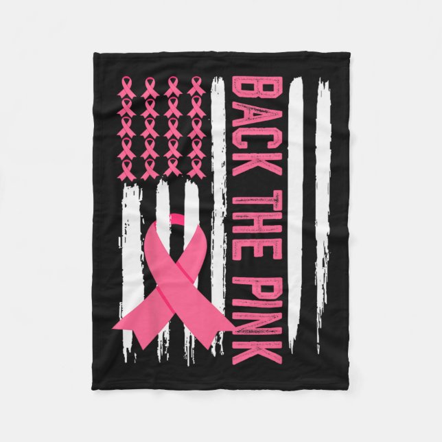 Couverture Polaire Drapeau de sensibilisation au cancer du sein rose  (Devant)