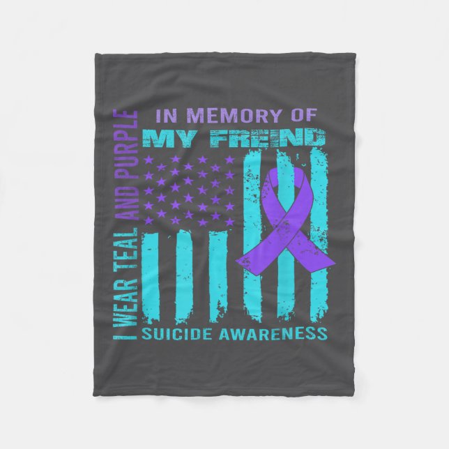 Couverture Polaire Drapeau de sensibilisation au suicide ruban violet (Devant)