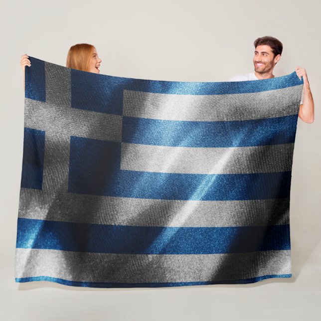 Couverture Polaire Drapeau de soie de Grèce (En situation)