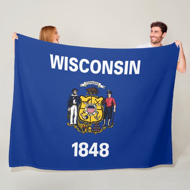 Couverture Polaire Drapeau d'État du Wisconsin (En situation)