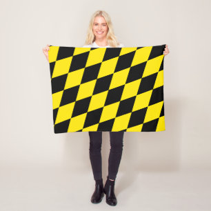 Couverture Polaire Drapeau diamant de Bavière noire et jaune Motif