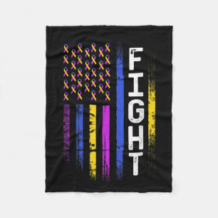 Couverture Polaire Drapeau du cancer de la vessie jaune violet ruban