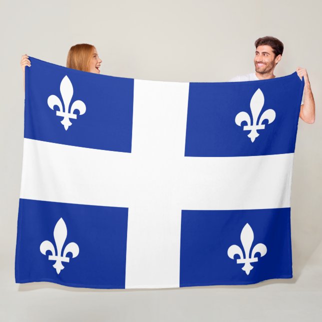 Couverture Polaire Drapeau du Québec PQ Qc avec fleur de lys (En situation)