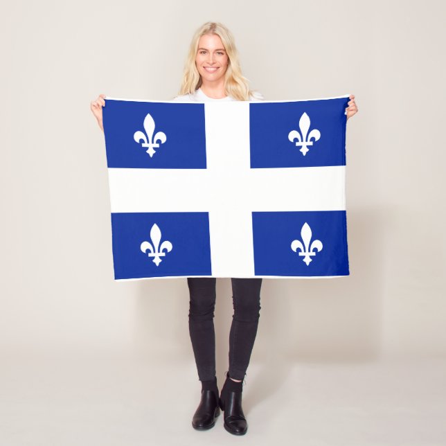 Couverture Polaire Drapeau du Québec PQ Qc avec fleur de lys (En situation)