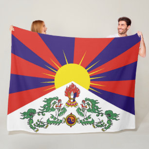 Couverture Polaire Drapeau du Tibet - Drapeau du lion des neiges