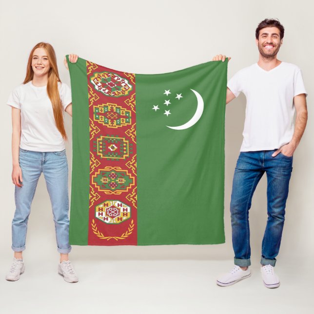 Couverture Polaire Drapeau du Turkménistan (En situation)