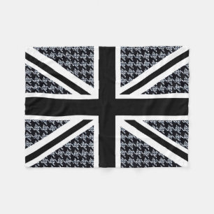 Couverture Polaire Drapeau d'Union Jack sur le pied-de-poule noir et