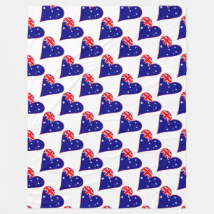 Couverture Polaire Drapeau en forme de cœur d'Australie Funky avec bo