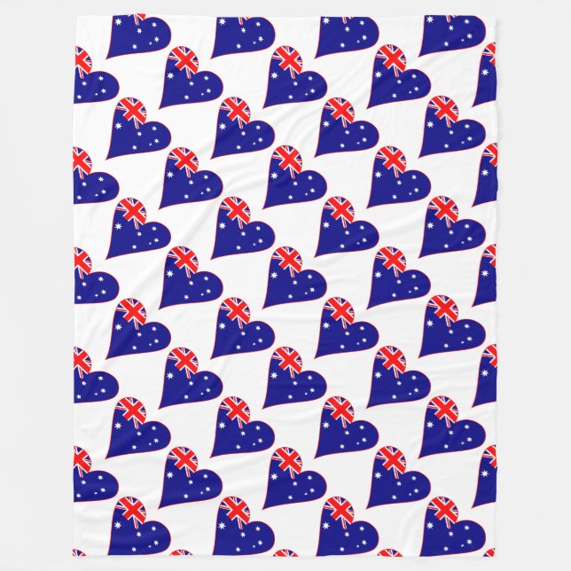 Couverture Polaire Drapeau en forme de cœur d'Australie Funky avec bo (Devant)