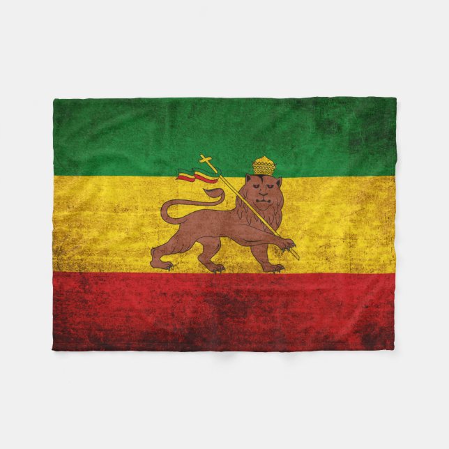Couverture Polaire Drapeau grunge vintage de Rastafarian (Devant (Horizontal))