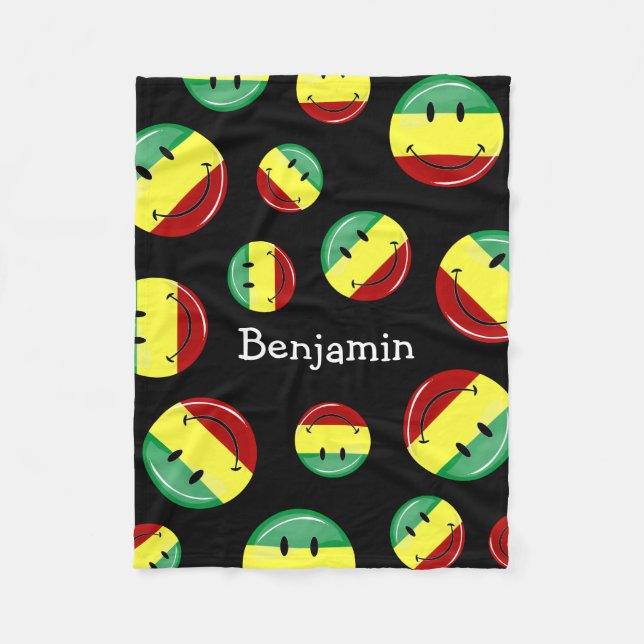 Couverture Polaire Drapeau heureux rond brillant de Rasta (Devant)
