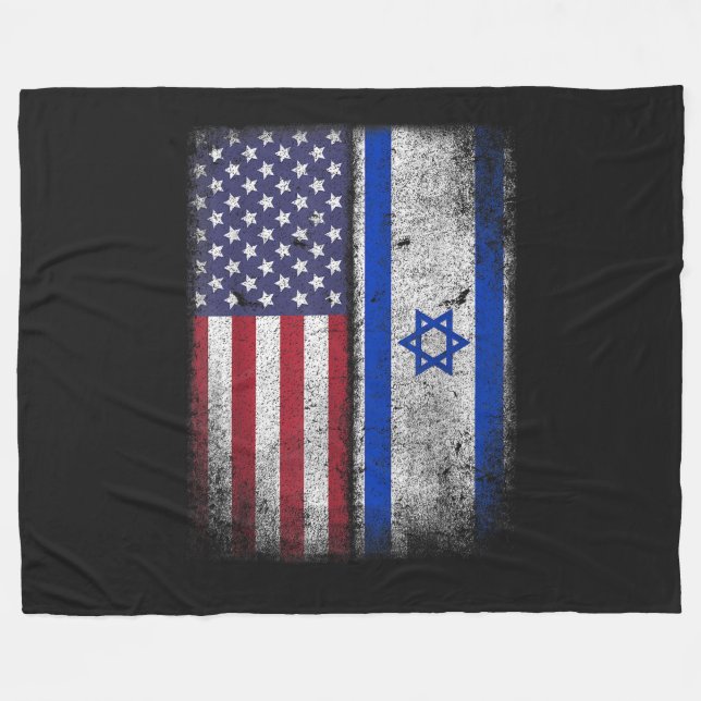 Couverture Polaire Drapeau Israélo-Américain Israël Usa Racines Améri (Devant (Horizontal))