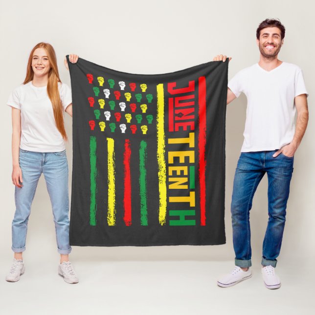 Couverture Polaire Drapeau Juneteenth célébrant la liberté noire 1865 (En situation)