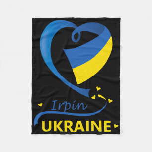 Couverture Polaire Drapeau national d'Irpin en Ukraine Emblème du cœu
