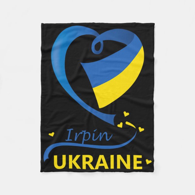 Couverture Polaire Drapeau national d'Irpin en Ukraine Emblème du cœu (Devant)