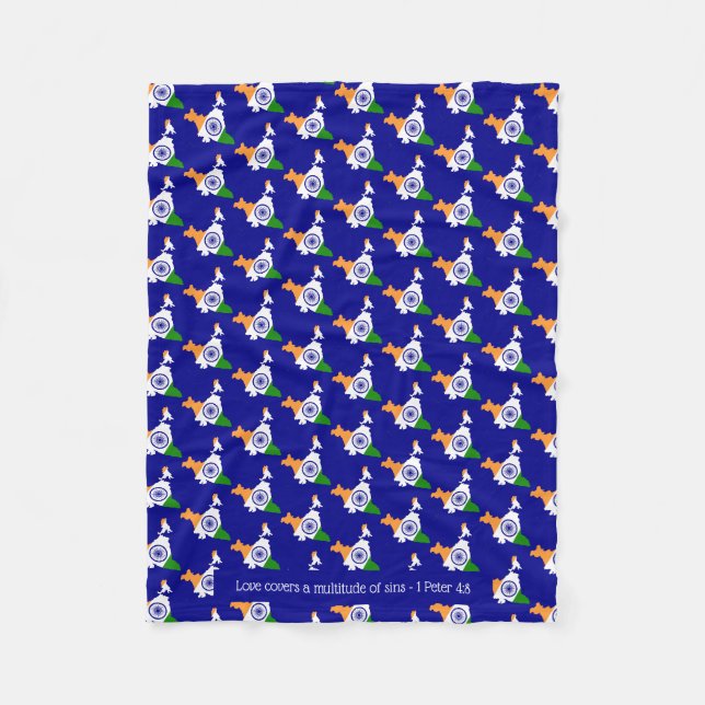 Couverture Polaire Drapeau personnalisé bleu de l'INDE (Devant)