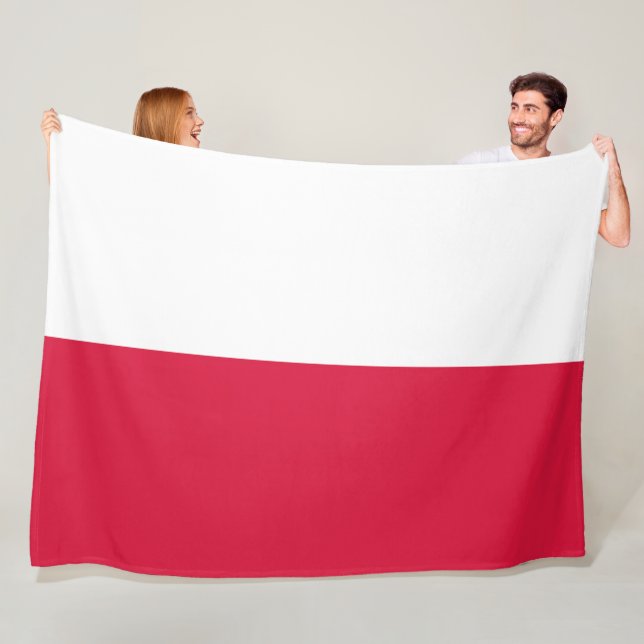 Couverture Polaire Drapeau polonais (Pologne) Blanche polaire (En situation)