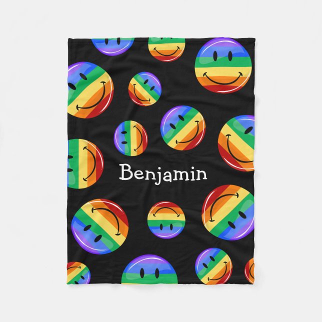 Couverture Polaire Drapeau rond brillant de gay pride (Devant)