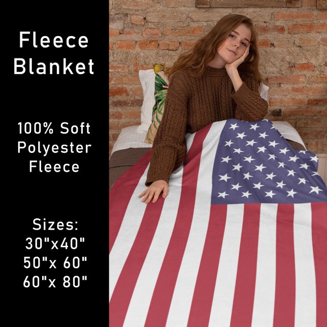 Couverture Polaire Drapeau rouge blanc et bleu patriotique américain (Red White & Blue Patriotic American Flag Fleece Blanket)