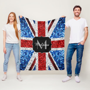 Couverture Polaire Drapeau rouge bleu blanc brillant parties scintill