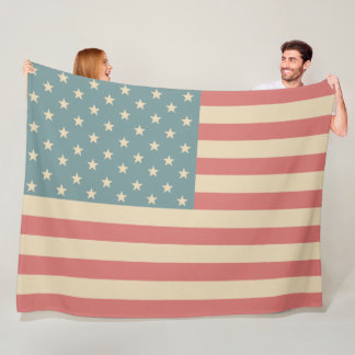 Couverture Polaire Drapeau Rustique Américain Blanche cadeau
