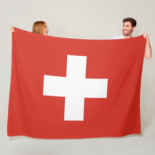 Couverture Polaire Drapeau Suisse - croix blanche (En situation)