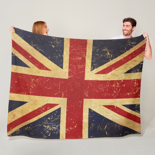 Couverture Polaire Drapeau Union Jack britannique Vintage (En situation)