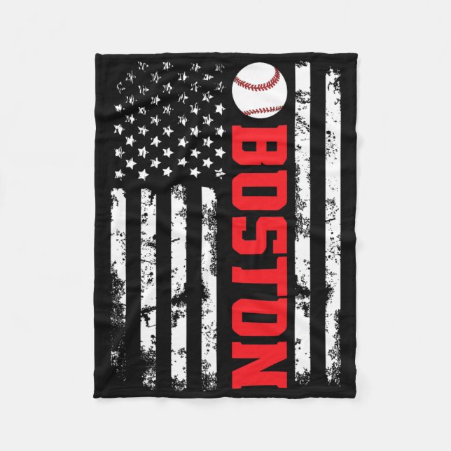 Couverture Polaire Drapeau Usa Baseball Boston  (Devant)